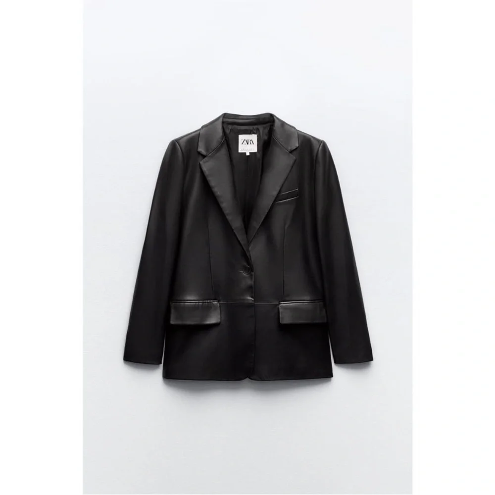 Zara faux leather menswear style blazer BLOGGERS FAVORITE!! - Picture 6 of 10